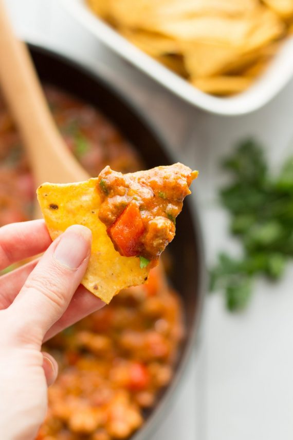 Low FODMAP Cheesy Pork Taco Dip