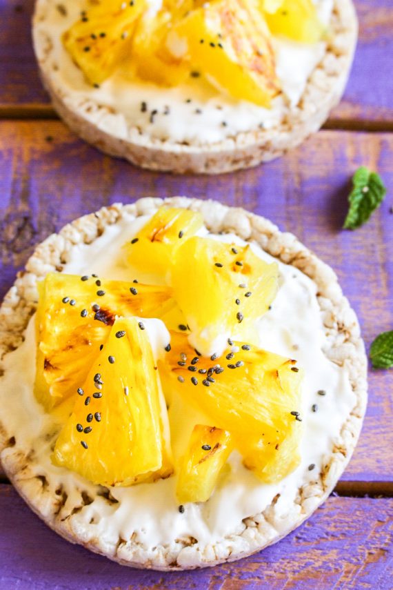 Low FODMAP Grilled Pineapple with Yoghurt And Rice Cakes