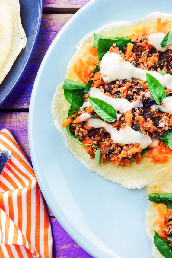 Low FODMAP Mini Crepes with Savoury Mince