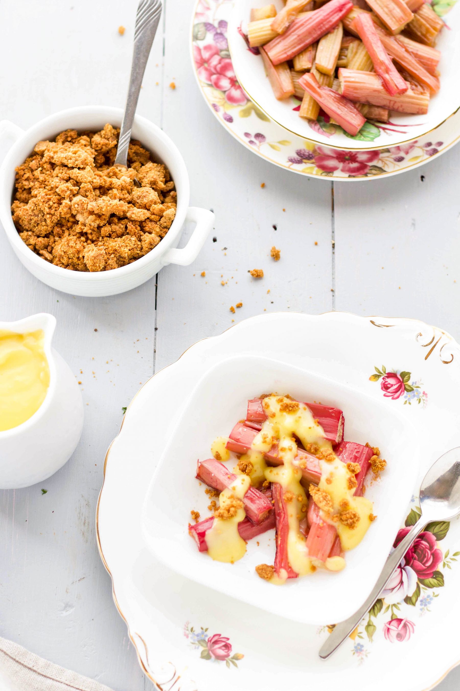 Low FODMAP Roast Rhubarb with Custard & Ginger Crumbs - A Little Bit Yummy