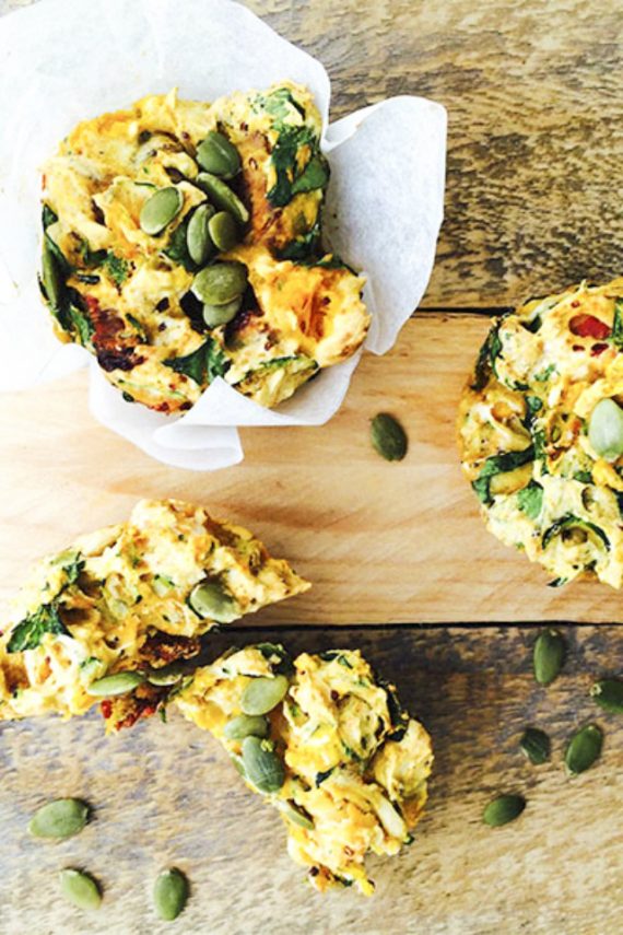 Low FODMAP Pumpkin Spinach & Sundried Tomato Muffins