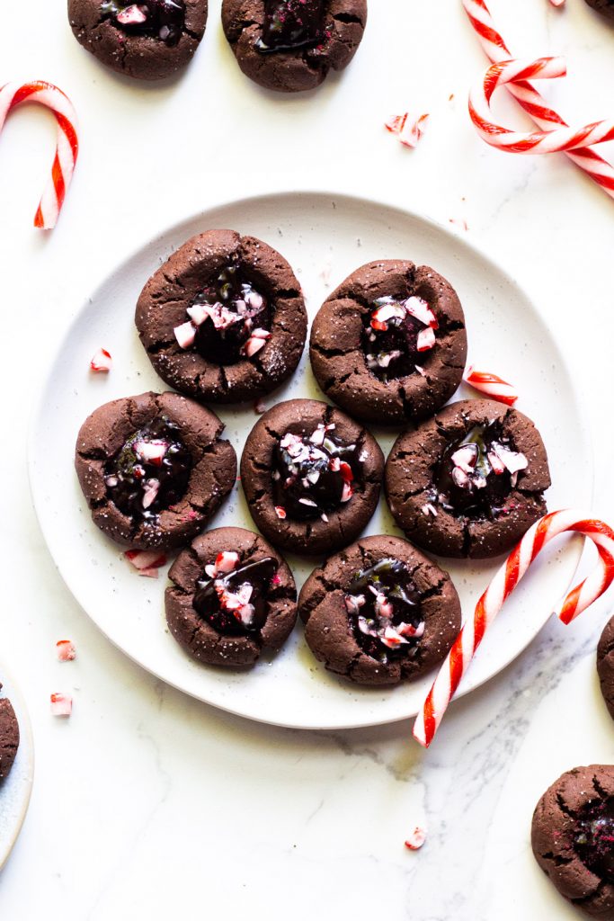 Low FODMAP Chocolate Peppermint Thumbprint Cookies A Little Bit Yummy