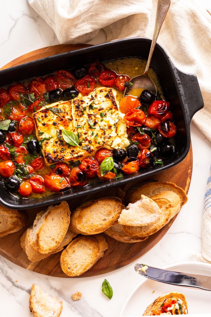Low FODMAP Baked Feta with Cherry Tomatoes A Little Bit Yummy