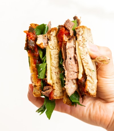 Low FODMAP Beef & Tomato Relish Sandwhich 